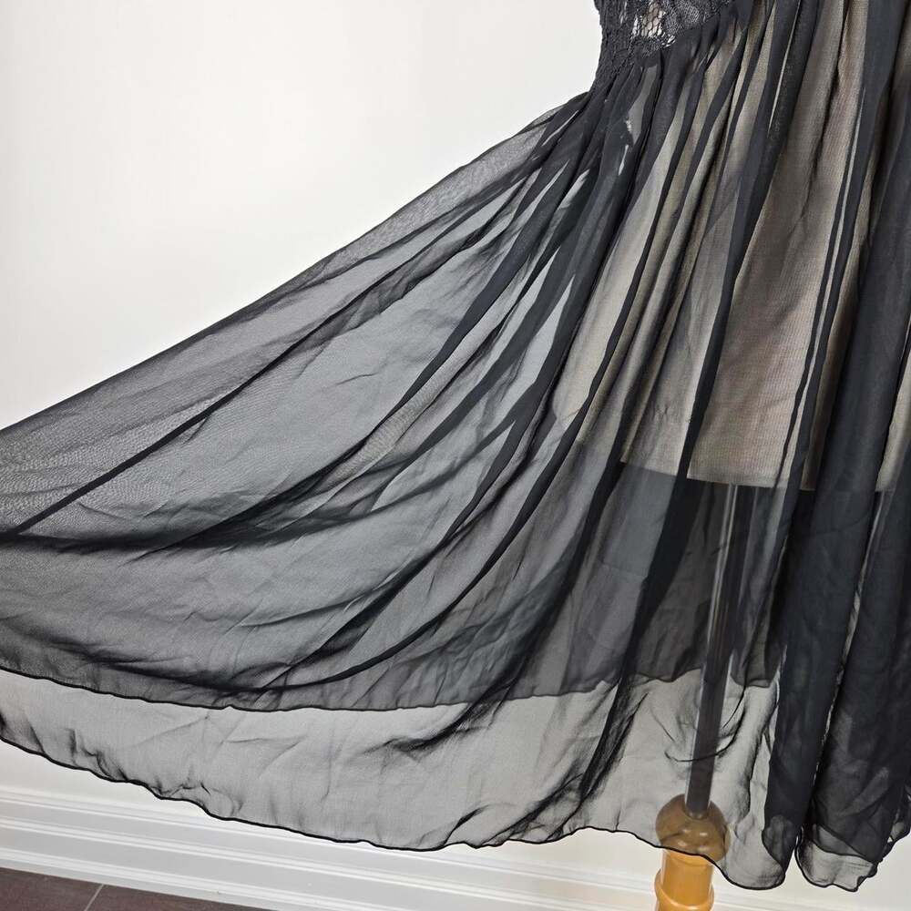 Scandale Paris Vintage Black Lace Chiffon Babydoll Mini Nightgown Lingerie Small - Picture 5 of 16